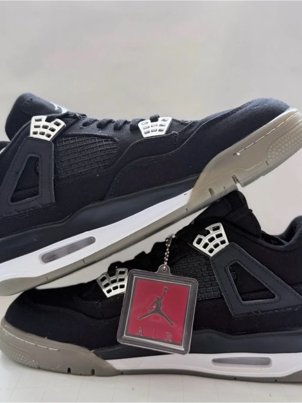 Jordan Black Canvas Retro Sneakers with Silver Accents